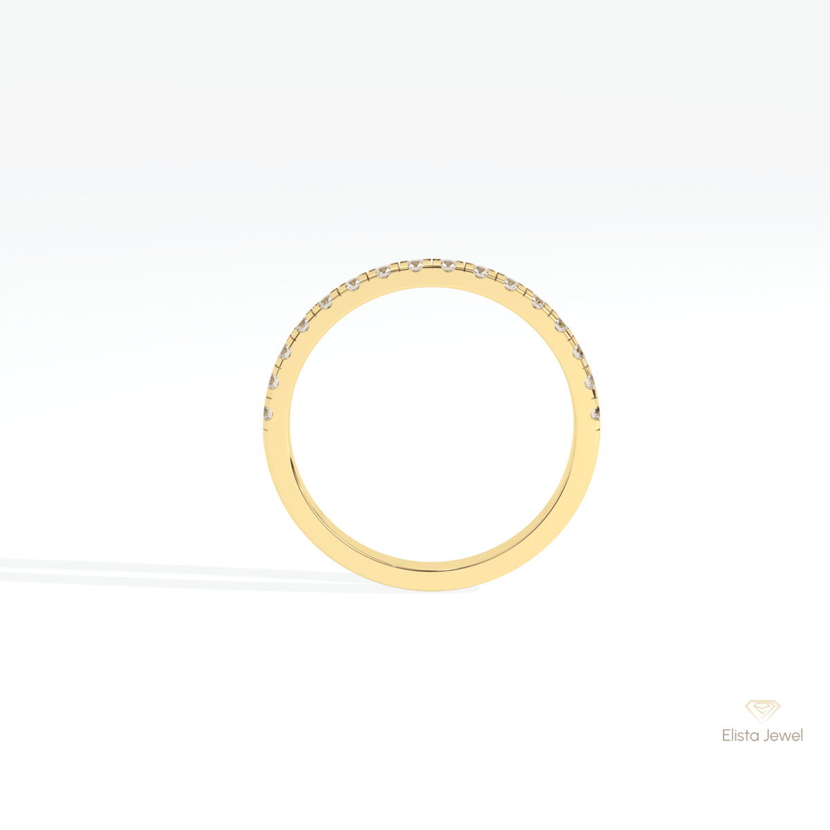 Round Cut Half Eternity Wedding Lab Grown Diamond Band in 18K White Gold - Close-up View