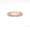 Round Cut Half Eternity Wedding Lab Grown Diamond Band in 18K Rose Gold - Ring on Hand View