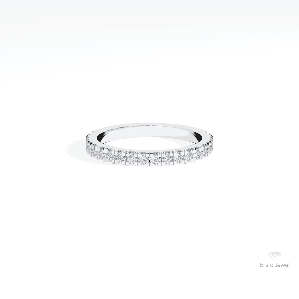 Round Cut Half Eternity Wedding Lab Grown Diamond Band in 14K Yellow Gold - Detail View