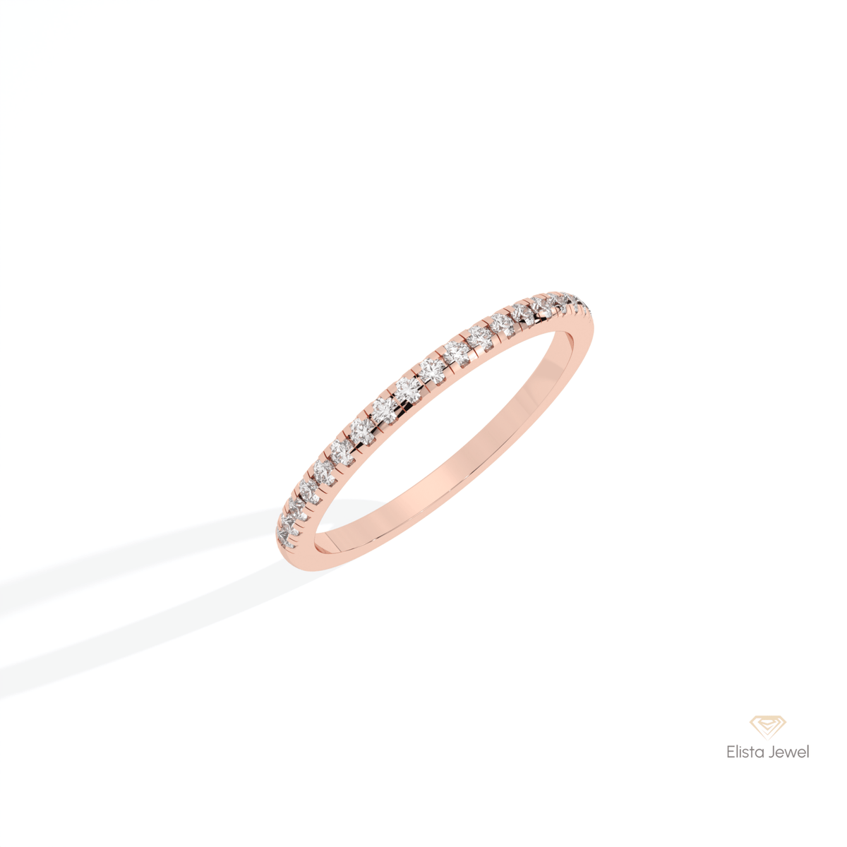 Round Cut Half Eternity Wedding Lab Grown Diamond Band in Platinum - Lifestyle View