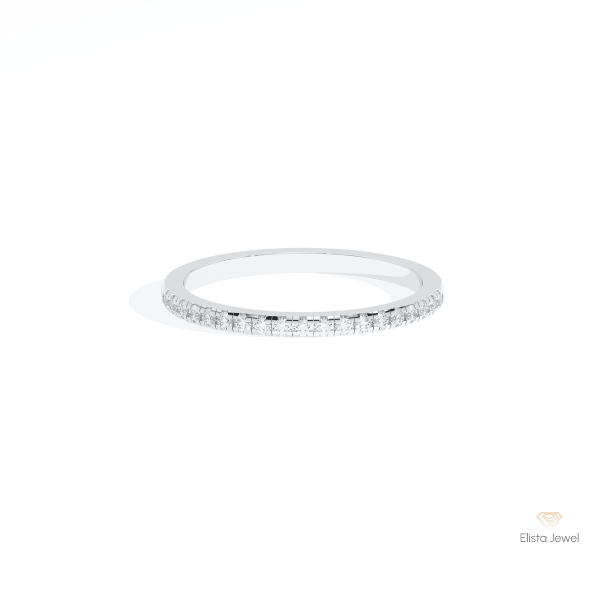 Round Cut Half Eternity Wedding Lab Grown Diamond Band in 14K Yellow Gold - Detail View