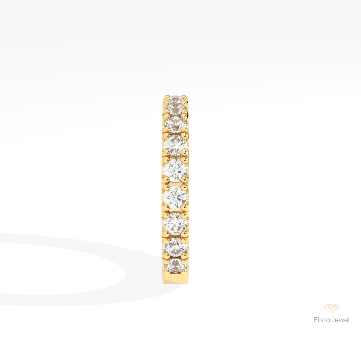 Round Cut Half Eternity Wedding Lab Grown Diamond Band in 14K White Gold - Top View