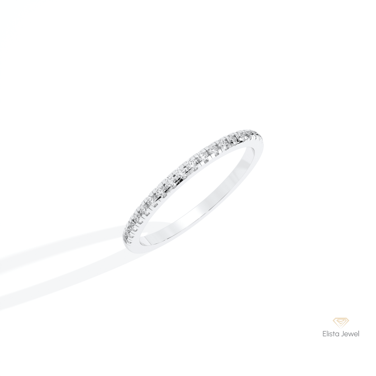 Round Cut Half Eternity Wedding Lab Grown Diamond Band in 14K Rose Gold - Profile View