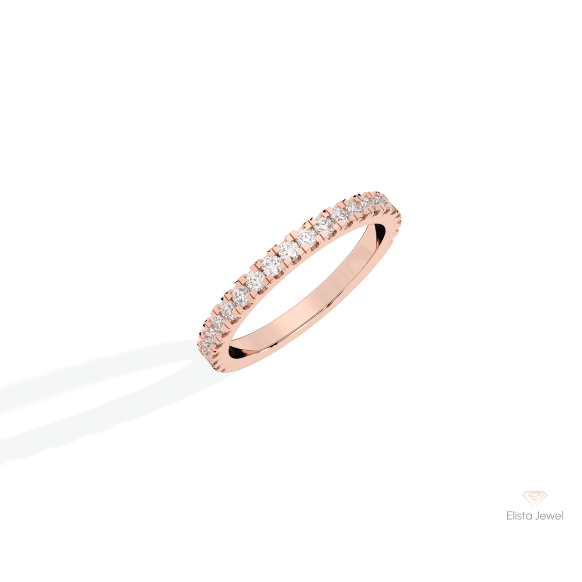 Round Cut Half Eternity Wedding Lab Grown Diamond Band in 10K Yellow Gold - Side View