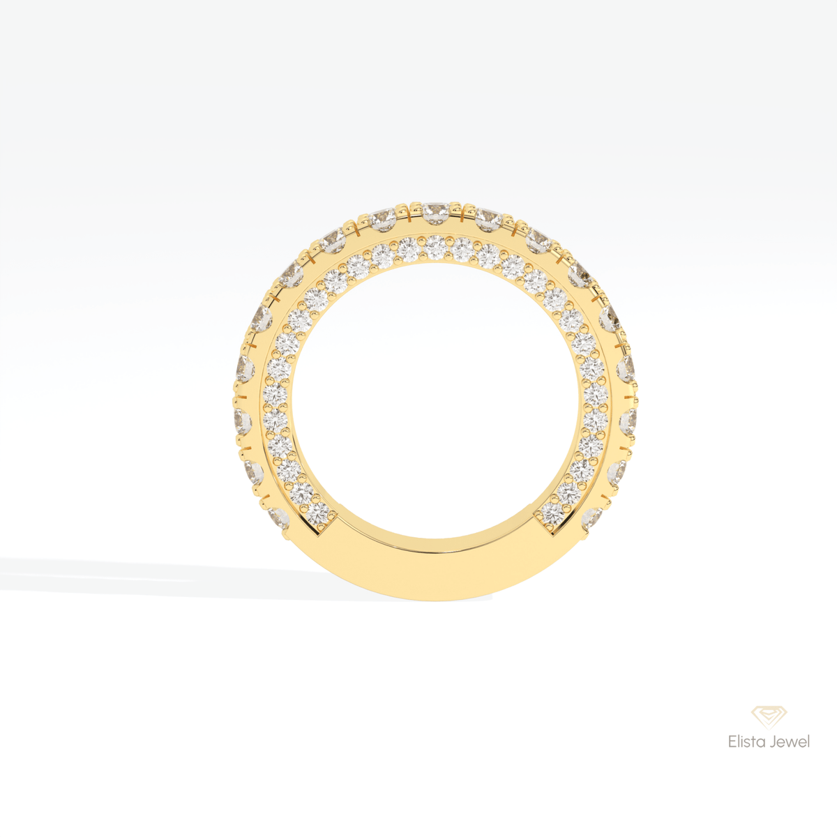 Round Cut Half Eternity Wedding Lab Grown Diamond Band in 10K Rose Gold - Angled View