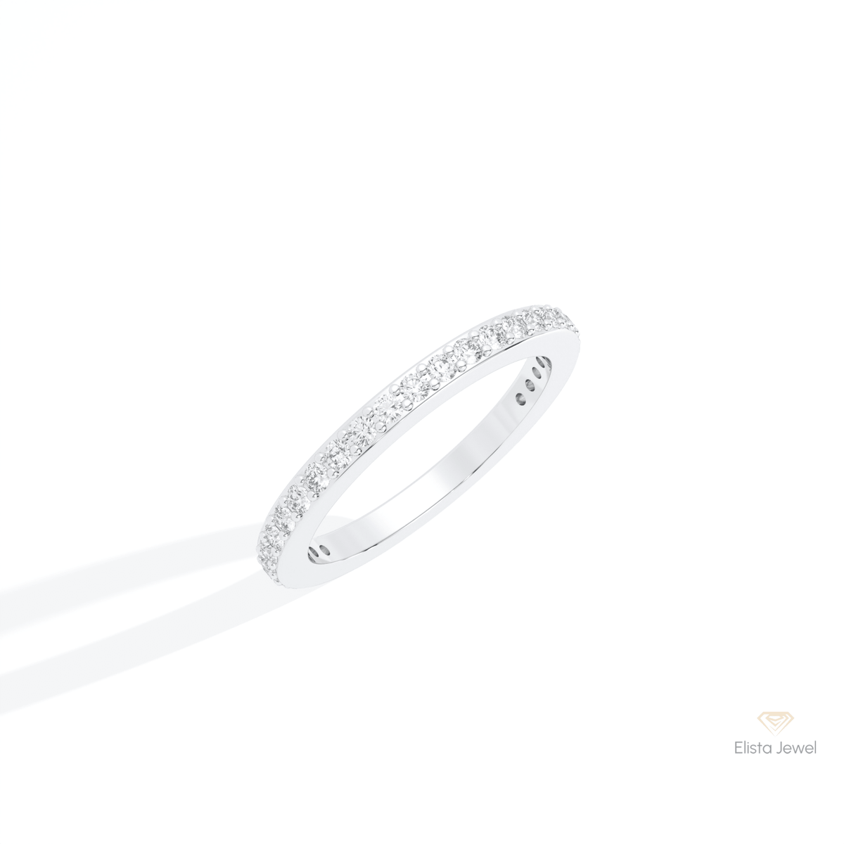Round Cut Half Eternity Wedding Lab Grown Diamond Band in 14K Rose Gold - Profile View