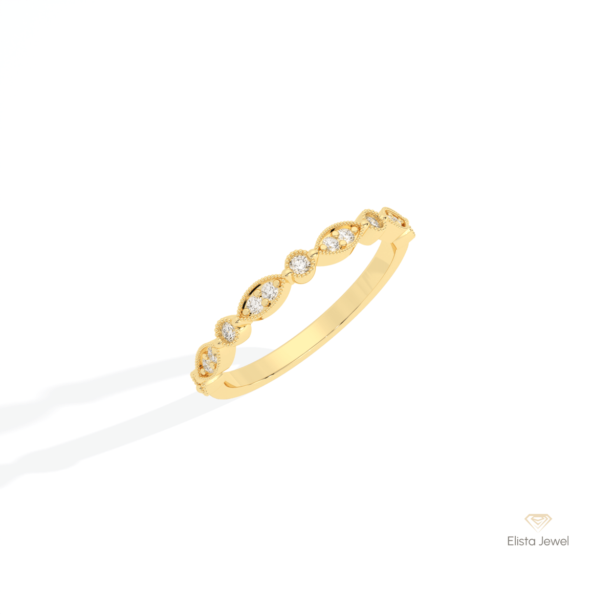 Round Cut Half Eternity Wedding Lab Grown Diamond Band in Platinum - Lifestyle View