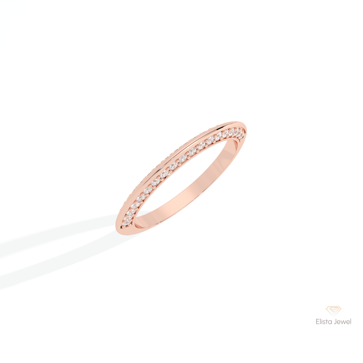 Round Cut Half Eternity Wedding Lab Grown Diamond Band in Platinum - Lifestyle View