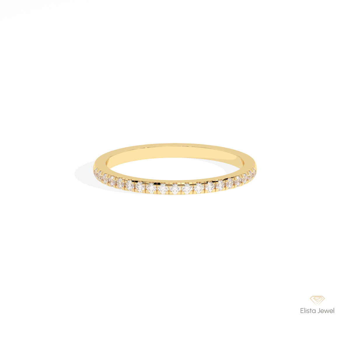 Round Cut Half Eternity Wedding Lab Grown Diamond Band in 10K White Gold - Front View