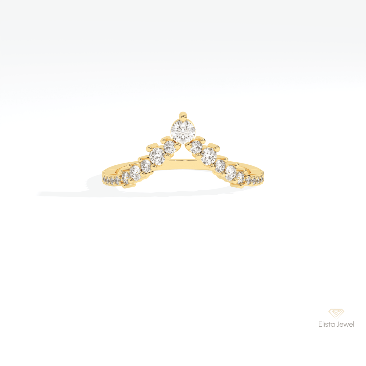 Round Cut Half Eternity Wedding Lab Grown Diamond Band in 18K Rose Gold - Ring on Hand View