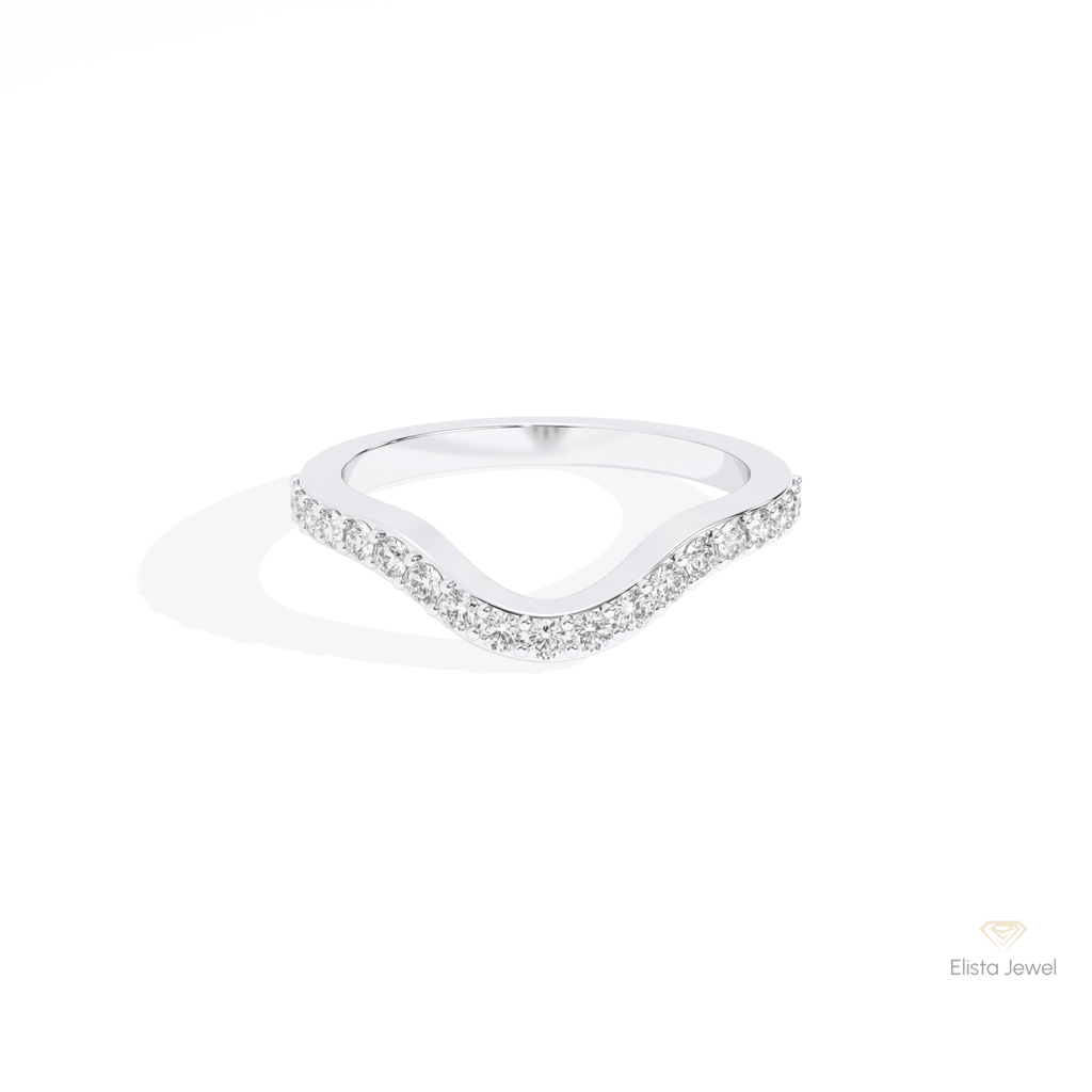 Round Cut Half Eternity Wedding Lab Grown Diamond Band in 14K Yellow Gold - Detail View