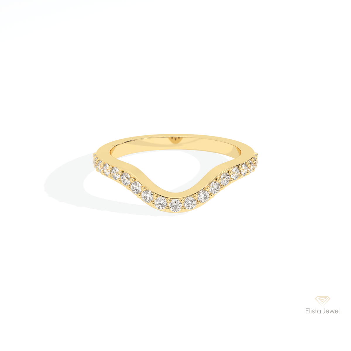 Round Cut Half Eternity Wedding Lab Grown Diamond Band in 18K Rose Gold - Ring on Hand View