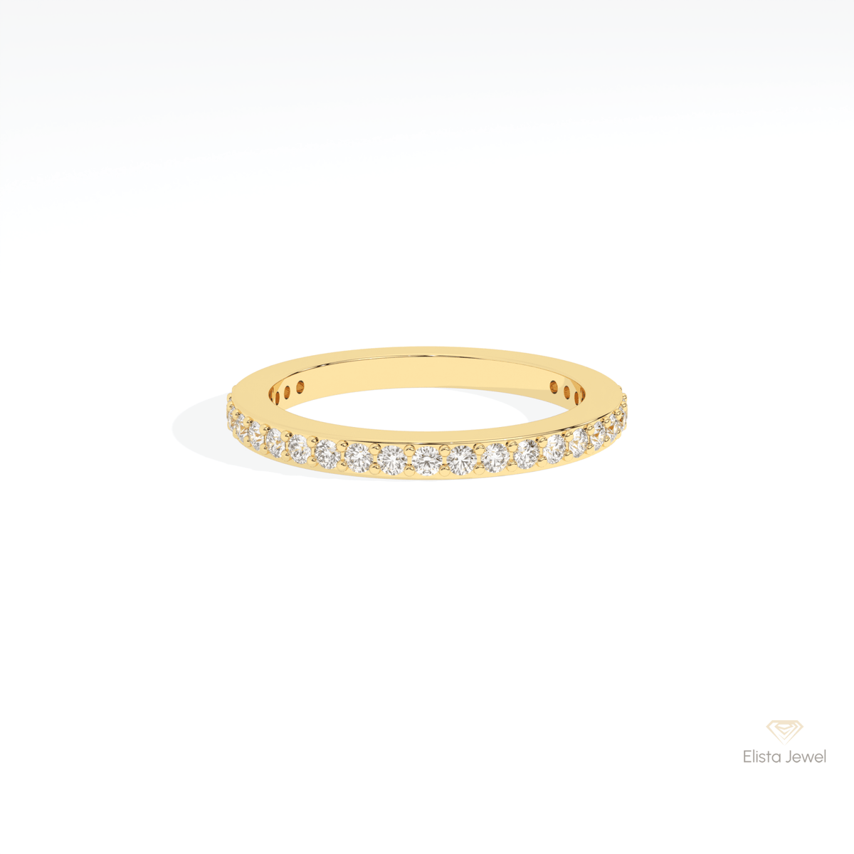 Round Cut Half Eternity Wedding Lab Grown Diamond Band in 10K White Gold - Front View