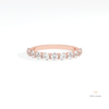 Round Cut Half Eternity Wedding Lab Grown Diamond Band in 18K Rose Gold - Ring on Hand View