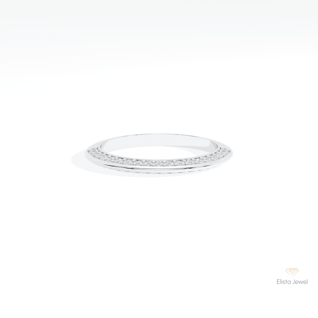 Round Cut Half Eternity Wedding Lab Grown Diamond Band in 14K Yellow Gold - Detail View