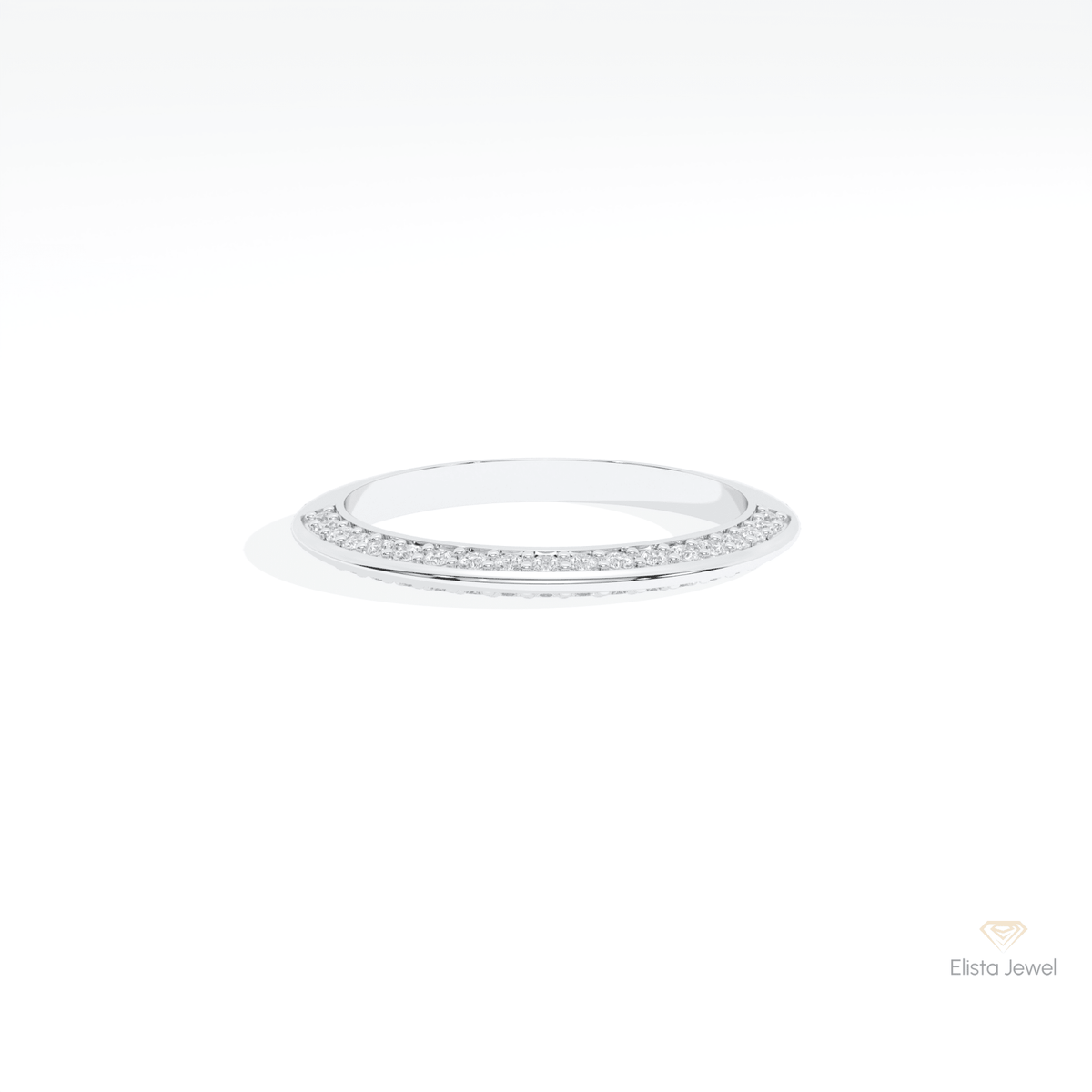 Round Cut Half Eternity Wedding Lab Grown Diamond Band in 14K Yellow Gold - Detail View