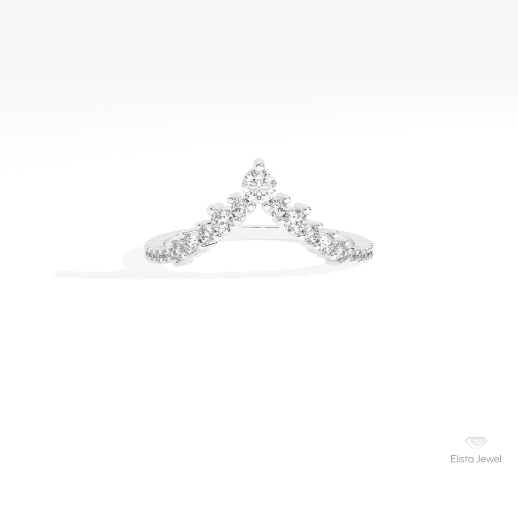 Round Cut Half Eternity Wedding Lab Grown Diamond Band in 10K White Gold - Front View