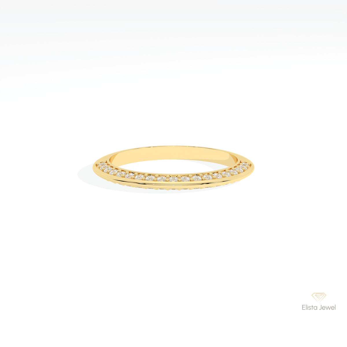 Round Cut Half Eternity Wedding Lab Grown Diamond Band in 10K White Gold - Front View