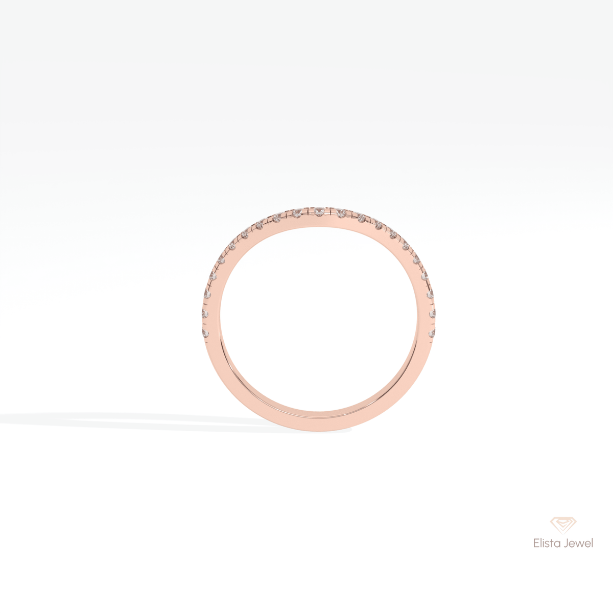 Round Cut Half Eternity Wedding Lab Grown Diamond Band in 10K Rose Gold - Angled View