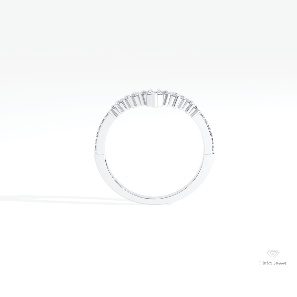 Round Cut Half Eternity Wedding Lab Grown Diamond Band in 10K Rose Gold - Angled View