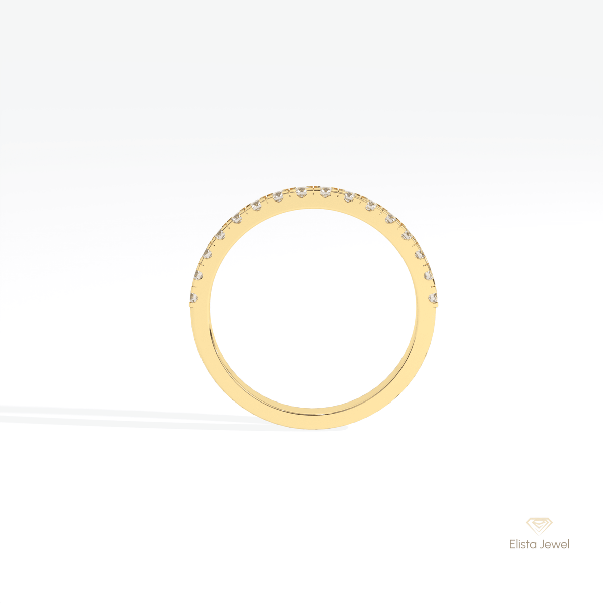 Round Cut Half Eternity Wedding Lab Grown Diamond Band in 18K White Gold - Close-up View