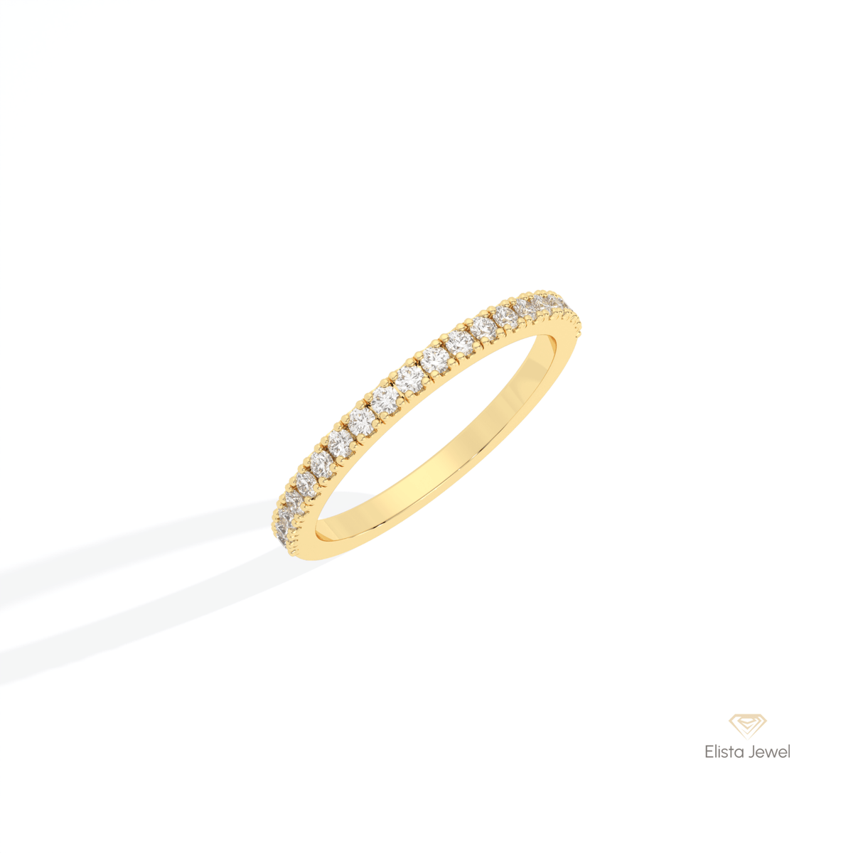 Round Cut Half Eternity Wedding Lab Grown Diamond Band in Platinum - Lifestyle View