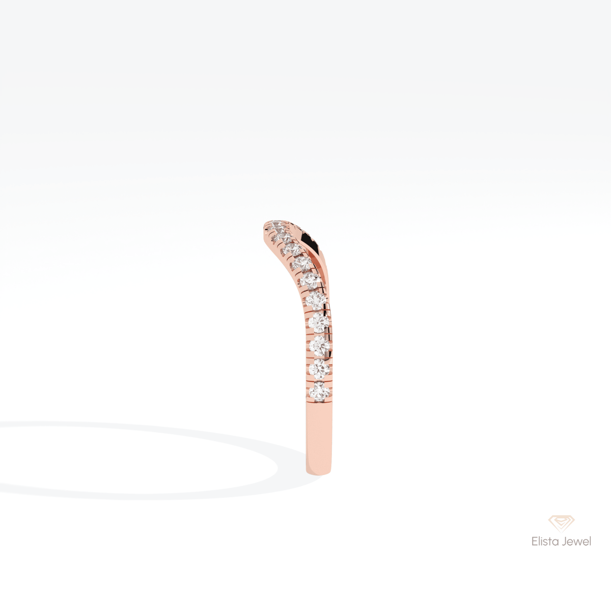 Round Cut Half Eternity Wedding Lab Grown Diamond Band in 14K White Gold - Top View