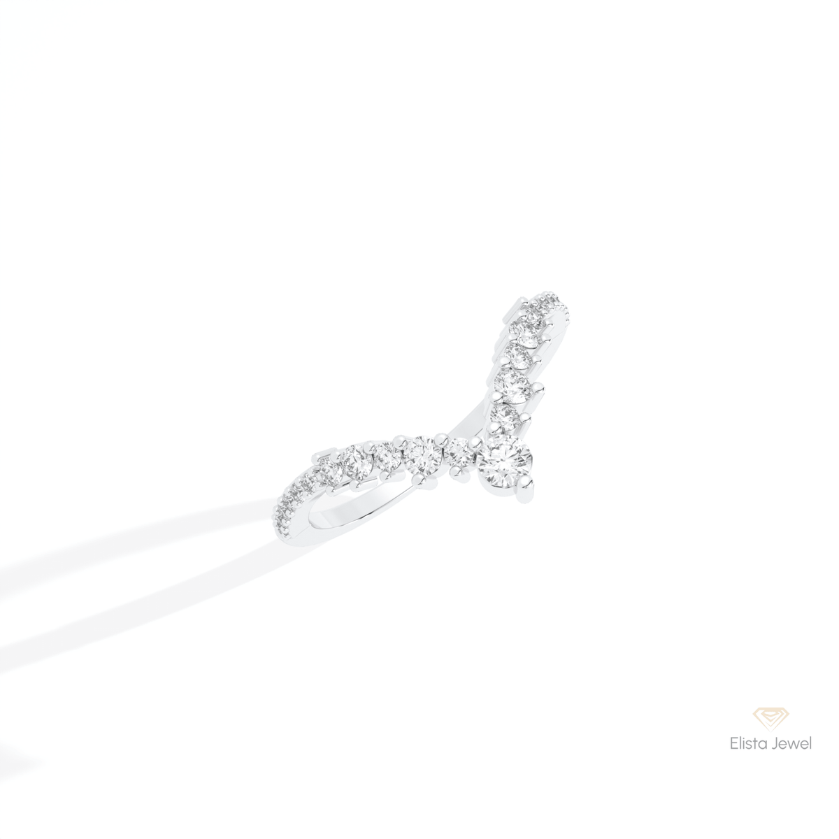 Round Cut Half Eternity Wedding Lab Grown Diamond Band in 10K Yellow Gold - Side View