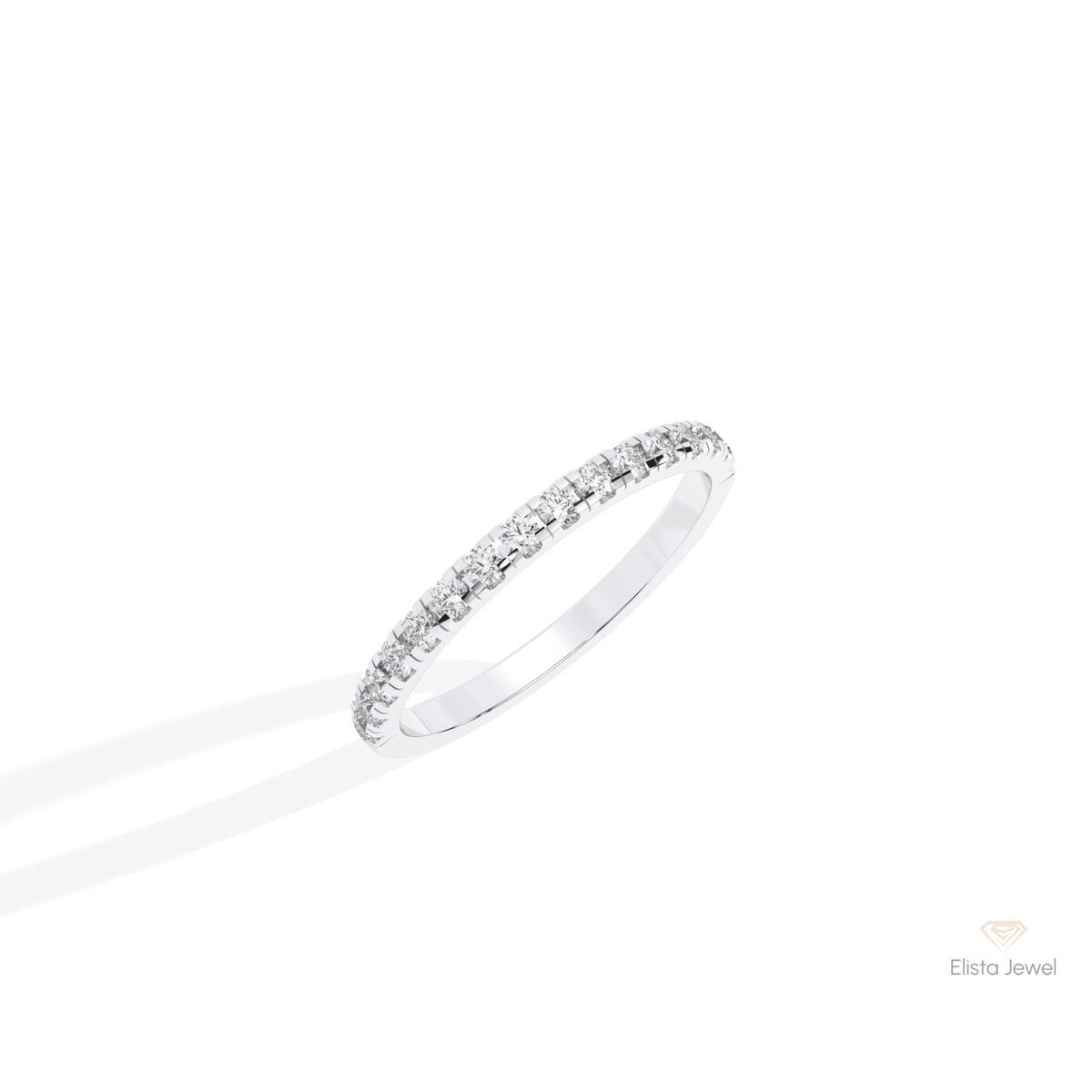 Round Cut Half Eternity Wedding Lab Grown Diamond Band in 10K Yellow Gold - Side View