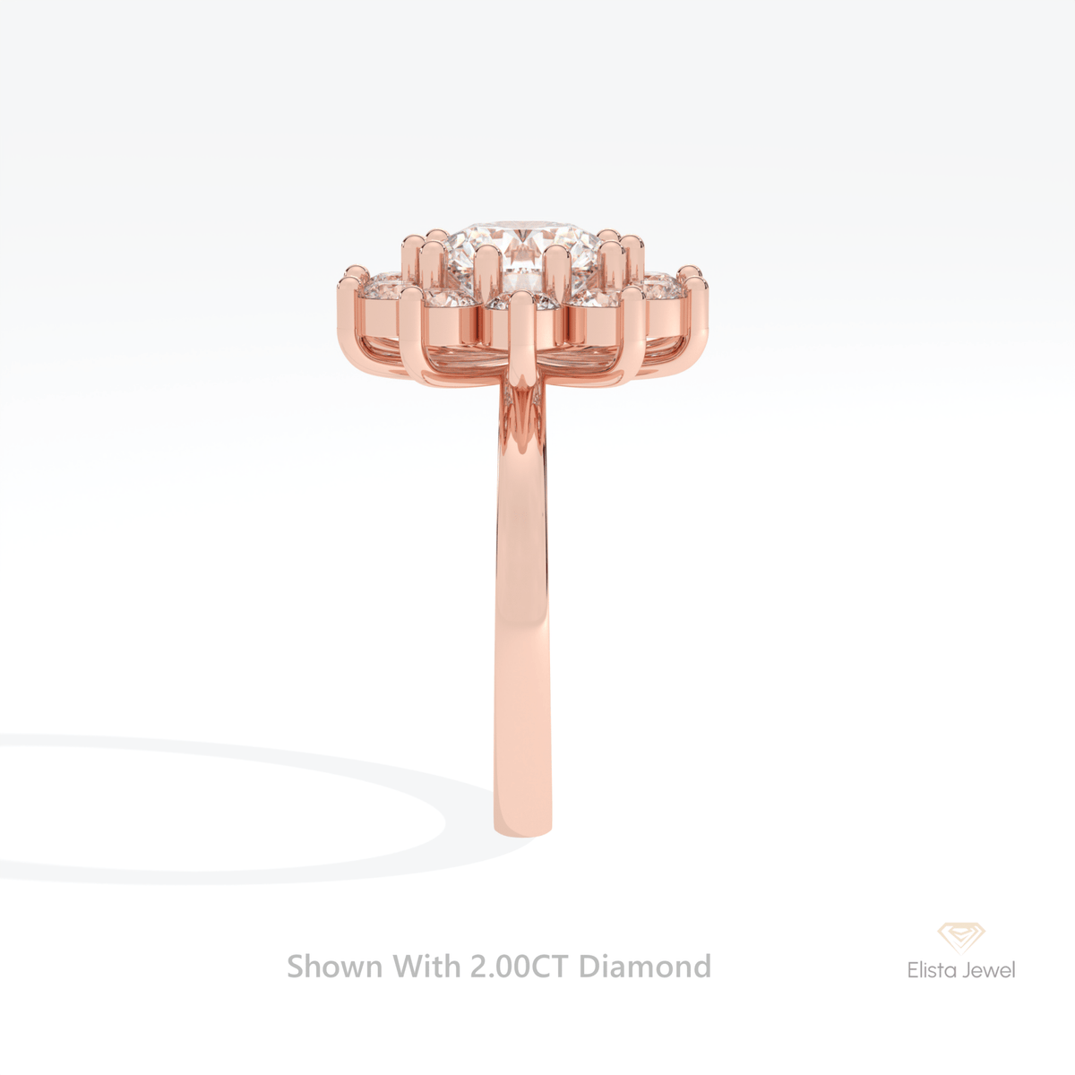 Round Cut Halo Art Deco Lab Grown Diamond Ring - Additional View