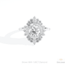 Round Cut Halo Art Deco Lab Grown Diamond Ring in 14K Yellow Gold - Detail View