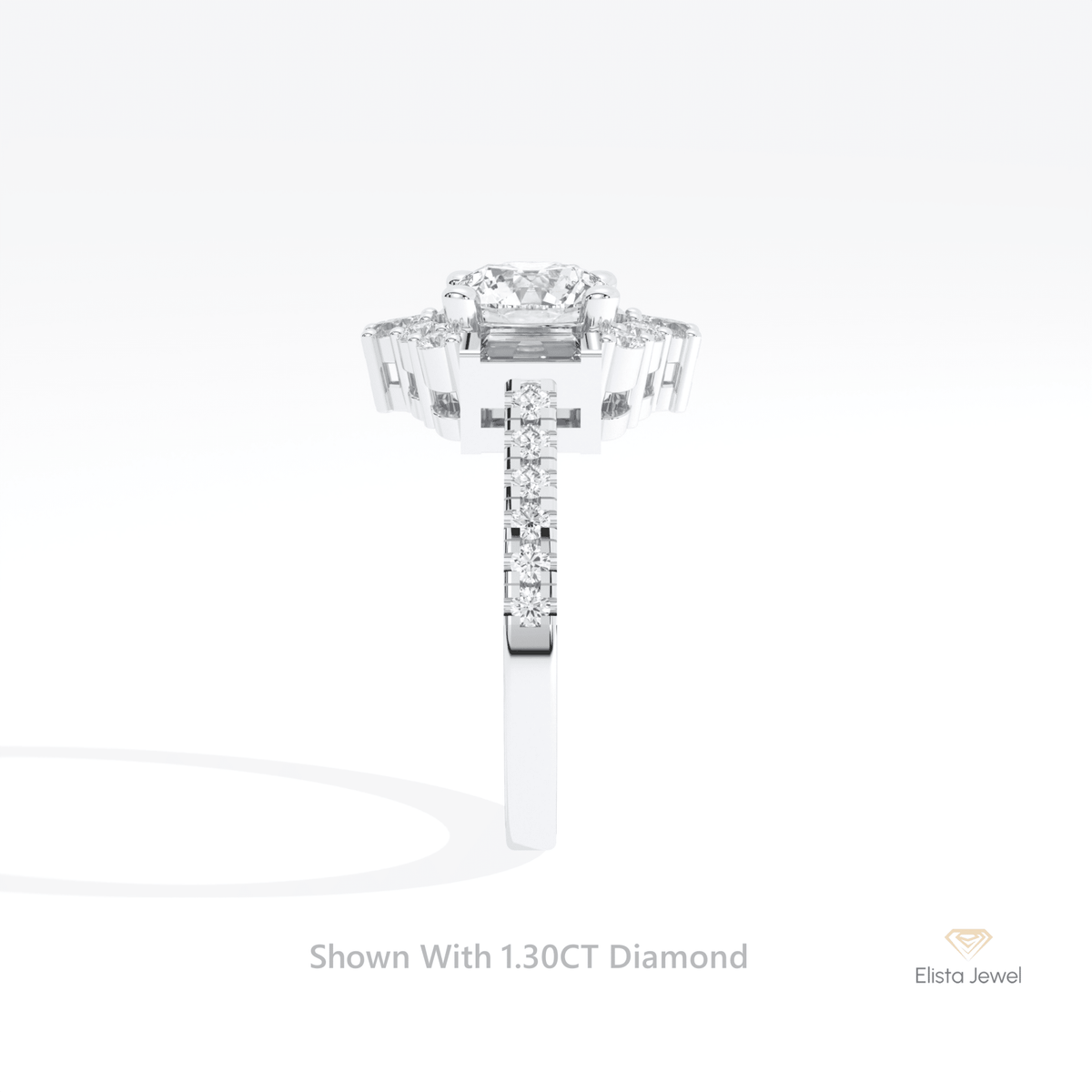 Round Cut Halo Art Deco Lab Grown Diamond Ring - Additional View