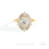 Round Cut Halo Art Deco Lab Grown Diamond Ring in 10K White Gold - Front View