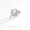 Round Cut Halo Art Deco Lab Grown Diamond Ring in Platinum - Lifestyle View