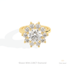 Round Cut Halo Art Deco Lab Grown Diamond Ring in 14K Yellow Gold - Detail View