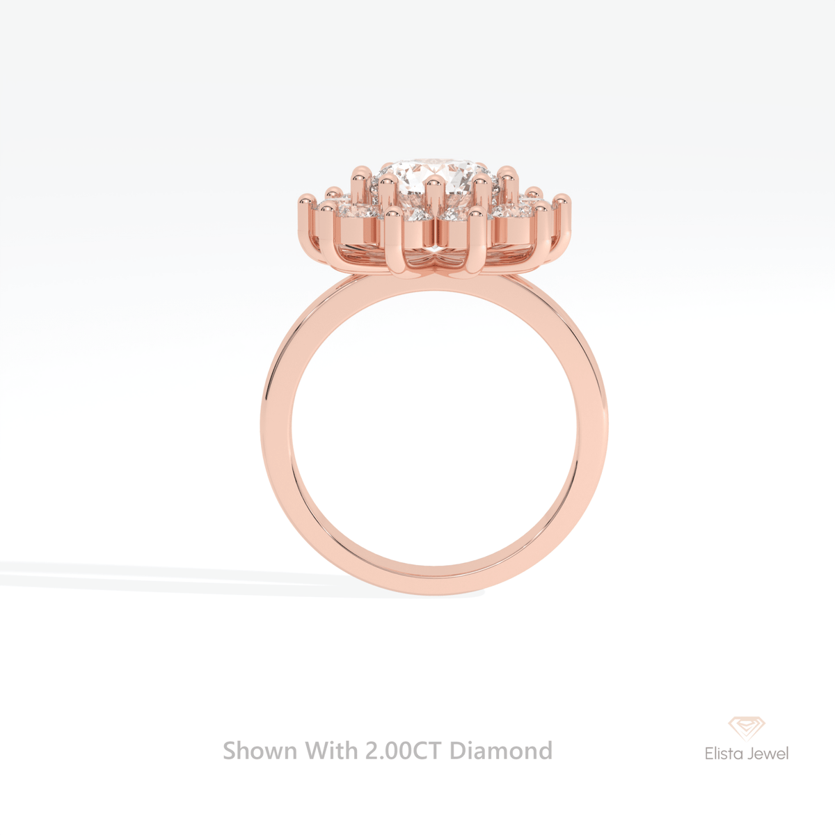 Round Cut Halo Art Deco Lab Grown Diamond Ring - Alternative View
