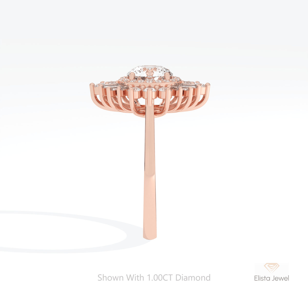 Round Cut Halo Art Deco Lab Grown Diamond Ring - Additional View