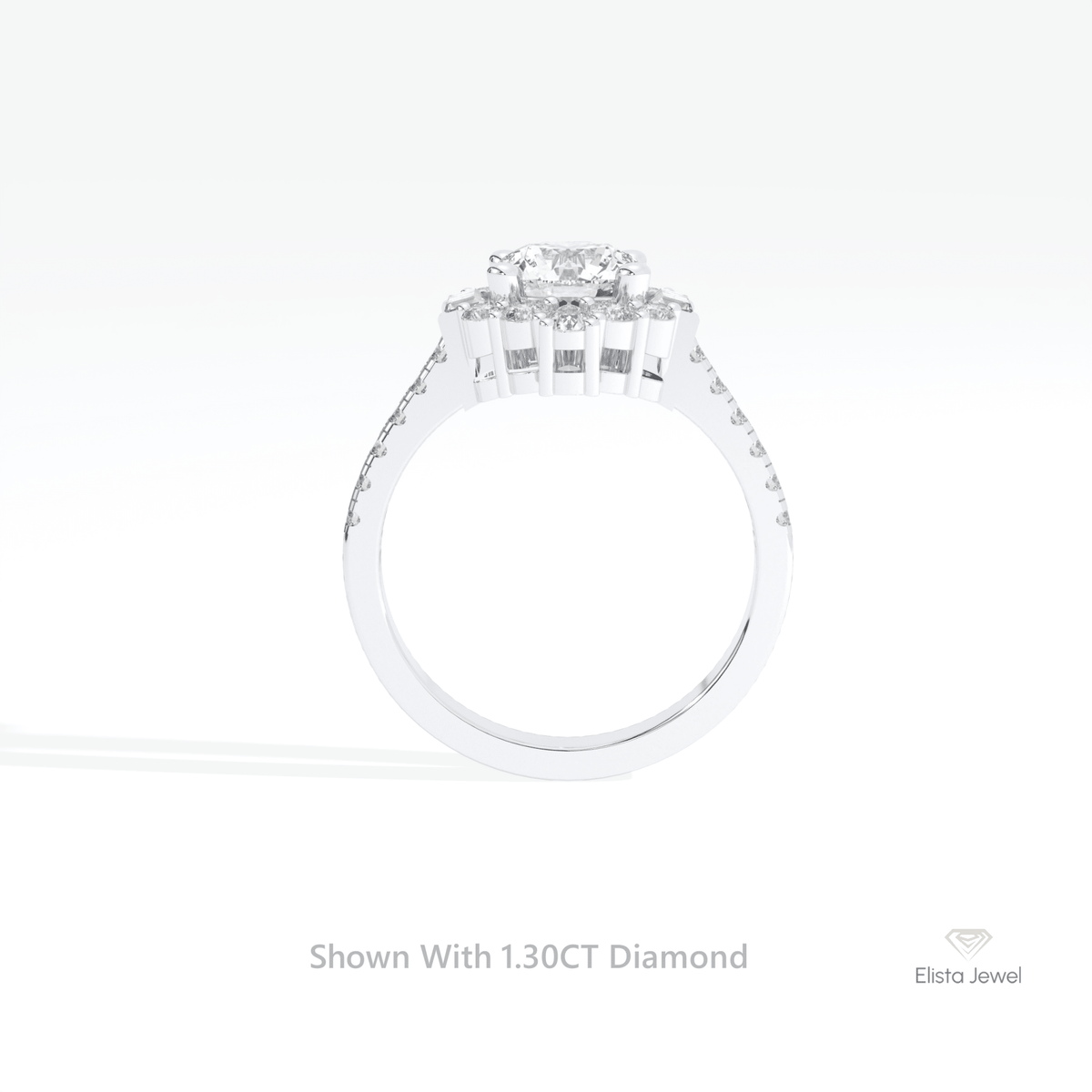 Round Cut Halo Art Deco Lab Grown Diamond Ring - Alternative View