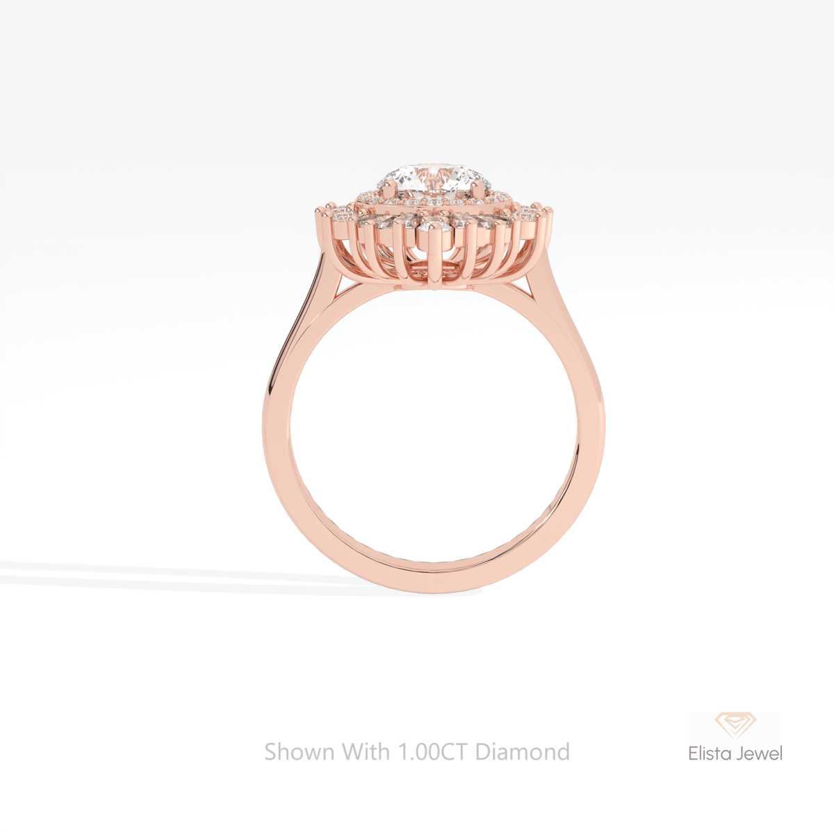 Round Cut Halo Art Deco Lab Grown Diamond Ring - Alternative View