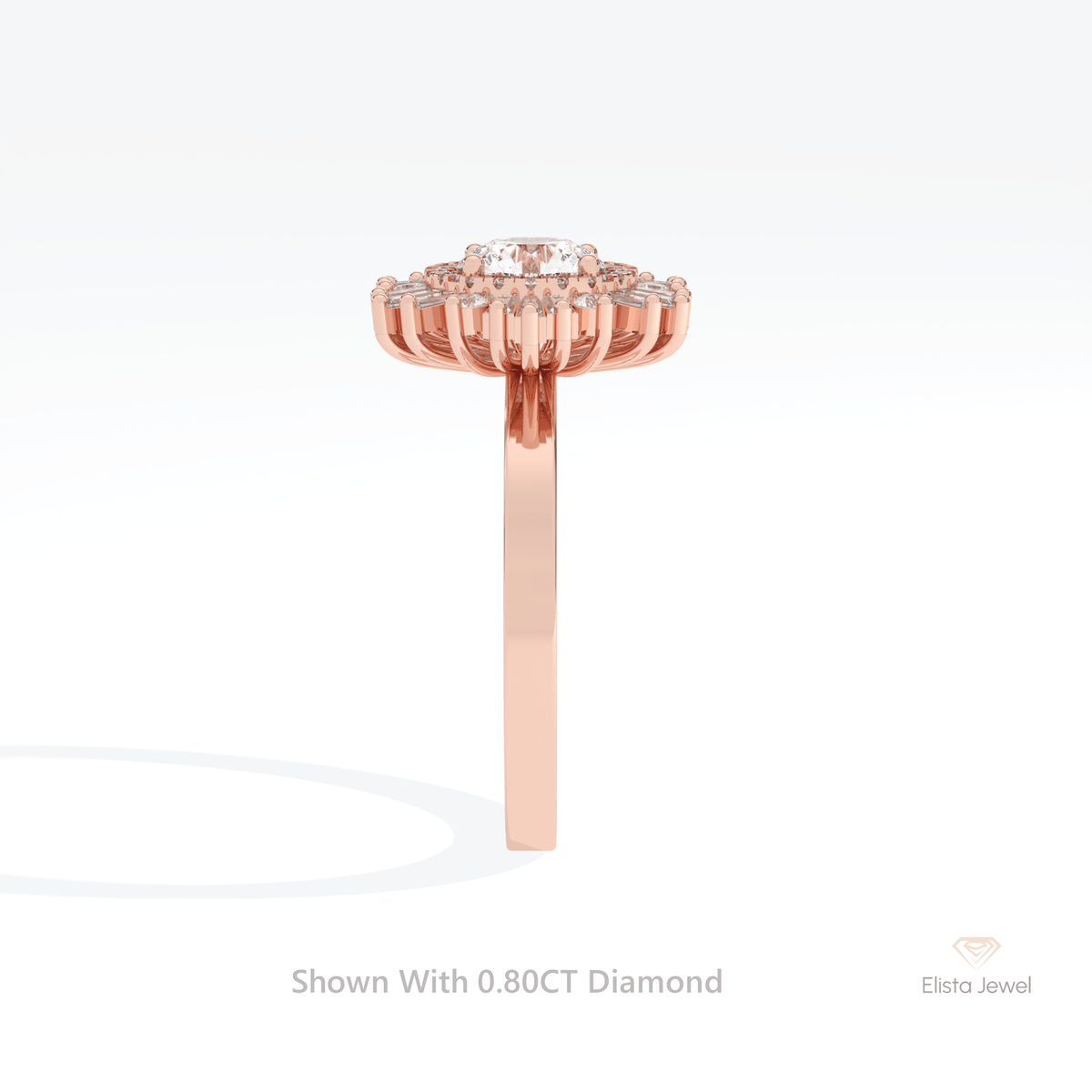 Round Cut Halo Art Deco Wedding Lab Grown Diamond Ring - Additional View