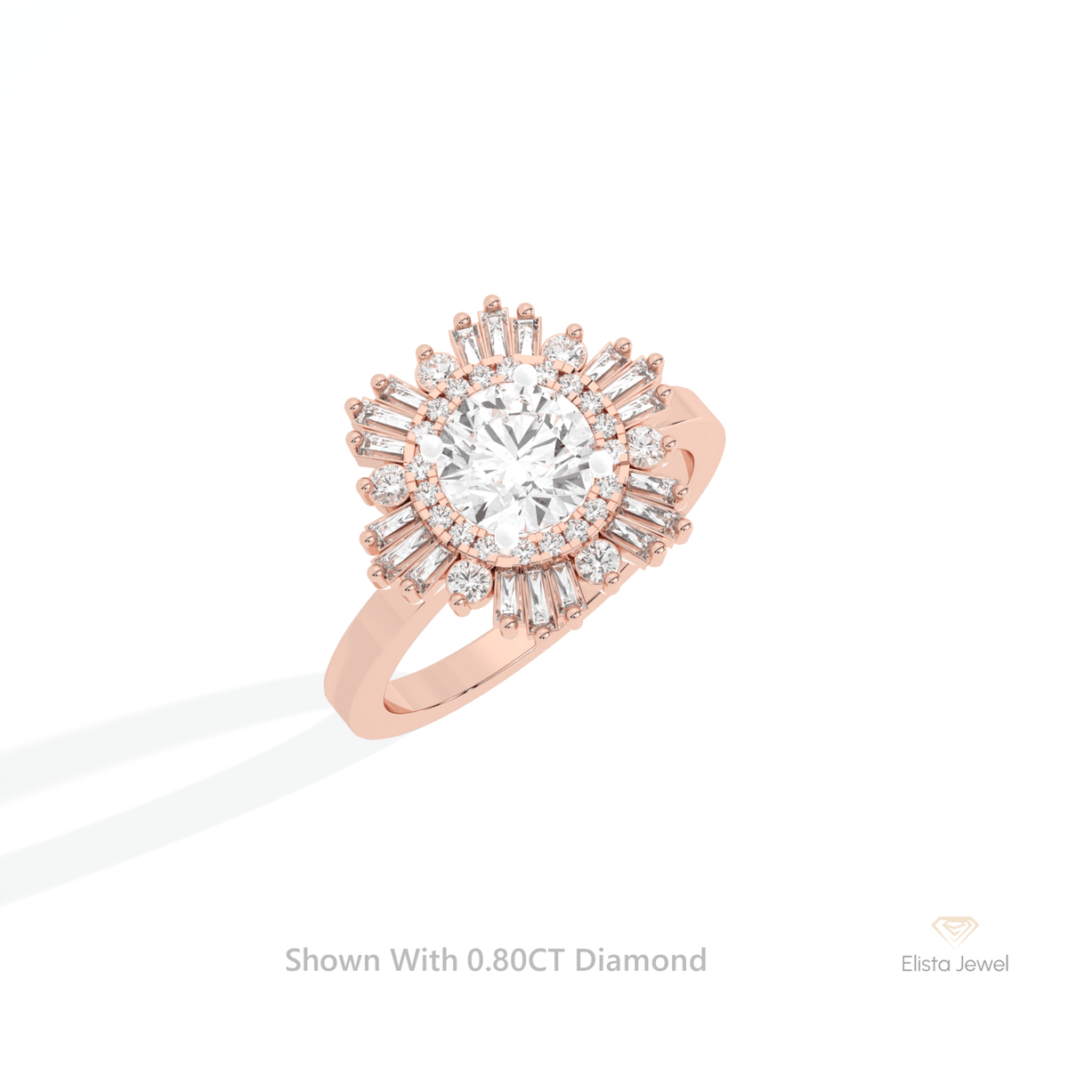 Round Cut Halo Art Deco Wedding Lab Grown Diamond Ring in Platinum - Lifestyle View