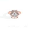 Round Cut Halo Art Deco Wedding Lab Grown Diamond Ring in 18K Rose Gold - Ring on Hand View