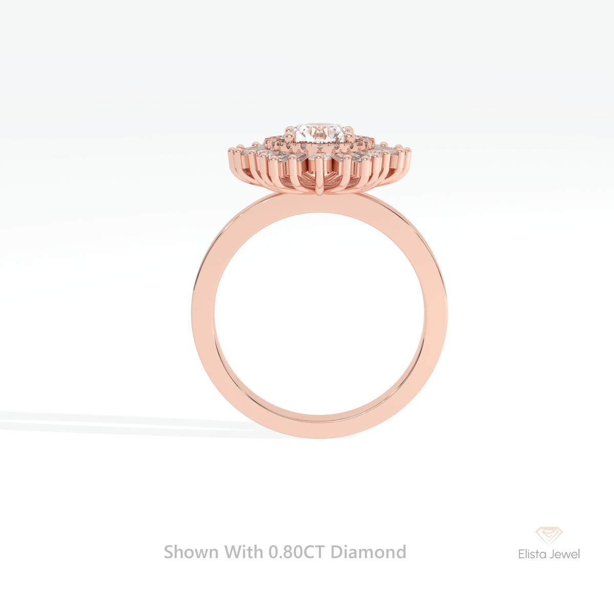 Round Cut Halo Art Deco Wedding Lab Grown Diamond Ring - Alternative View