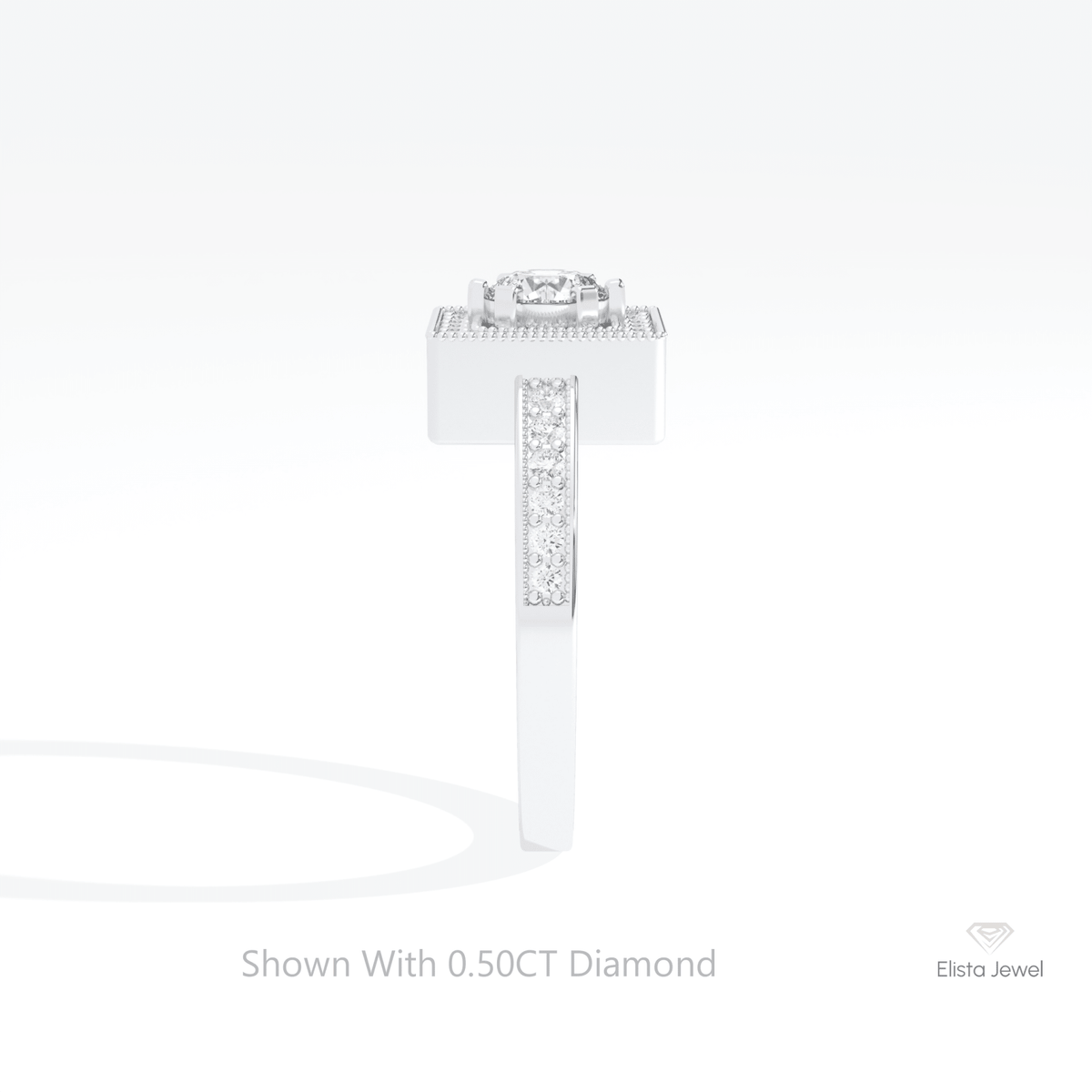 Round Cut Halo Engagement Lab Grown Diamond Ring in 18K Yellow Gold - Perspective View