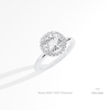Round Cut Halo Engagement Lab Grown Diamond Ring in 18K White Gold - Close-up View