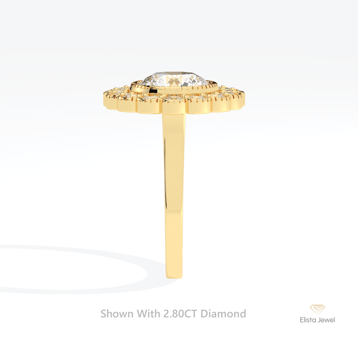 Round Cut Halo Engagement Lab Grown Diamond Ring - Additional View