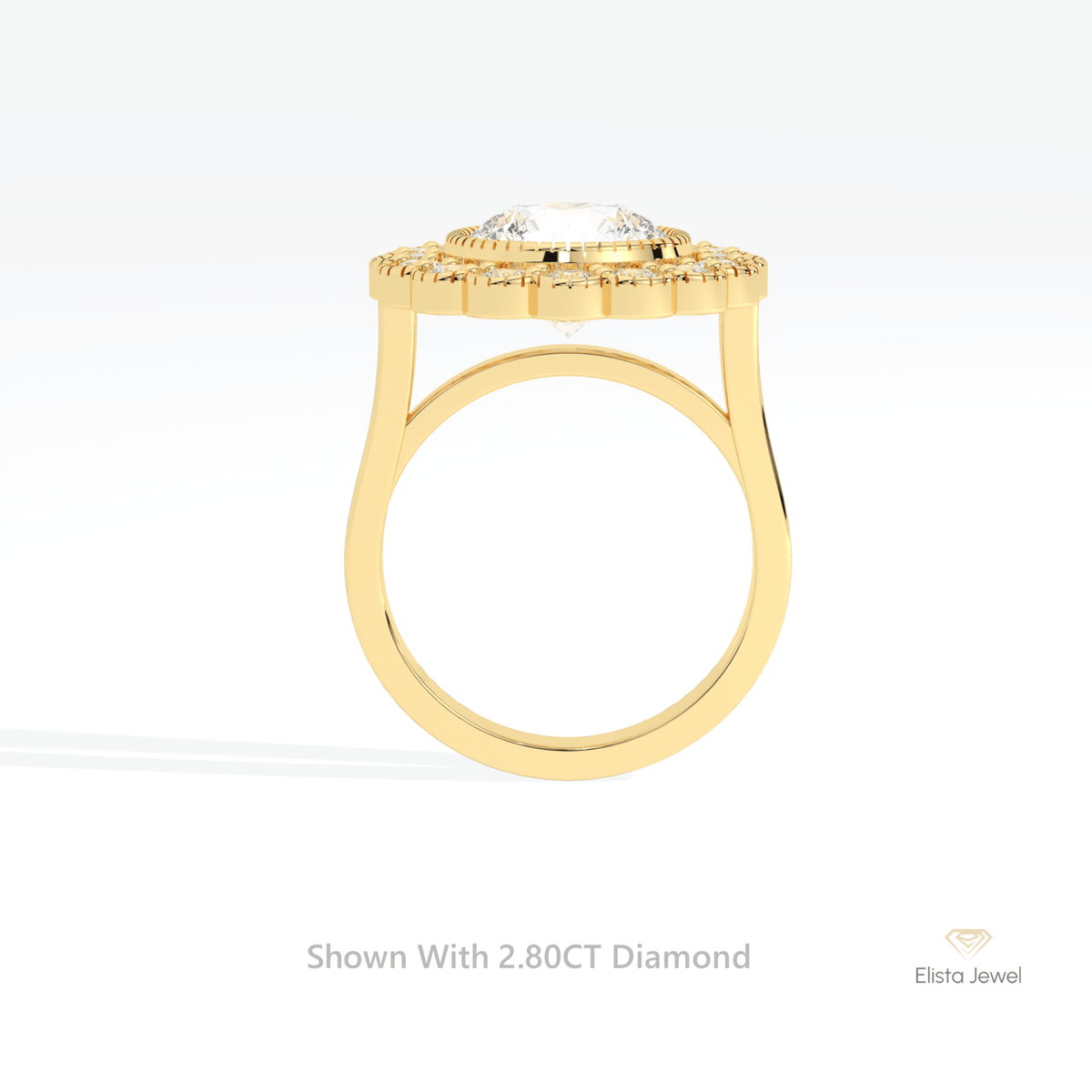 Round Cut Halo Engagement Lab Grown Diamond Ring - Alternative View