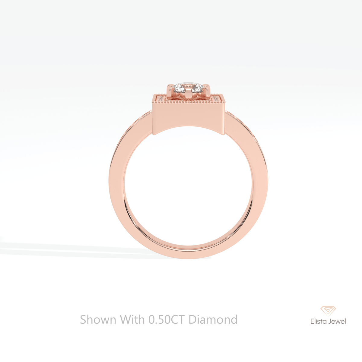 Round Cut Halo Engagement Lab Grown Diamond Ring - Alternative View