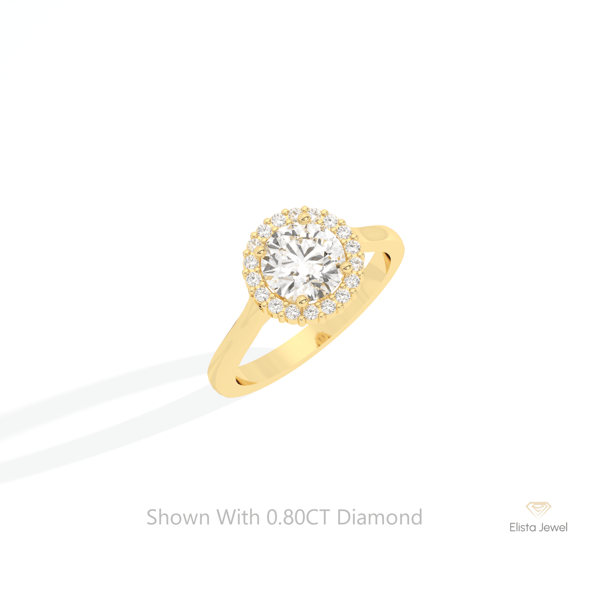 Round Cut Halo Engagement Lab Grown Diamond Ring in 14K Rose Gold - Profile View