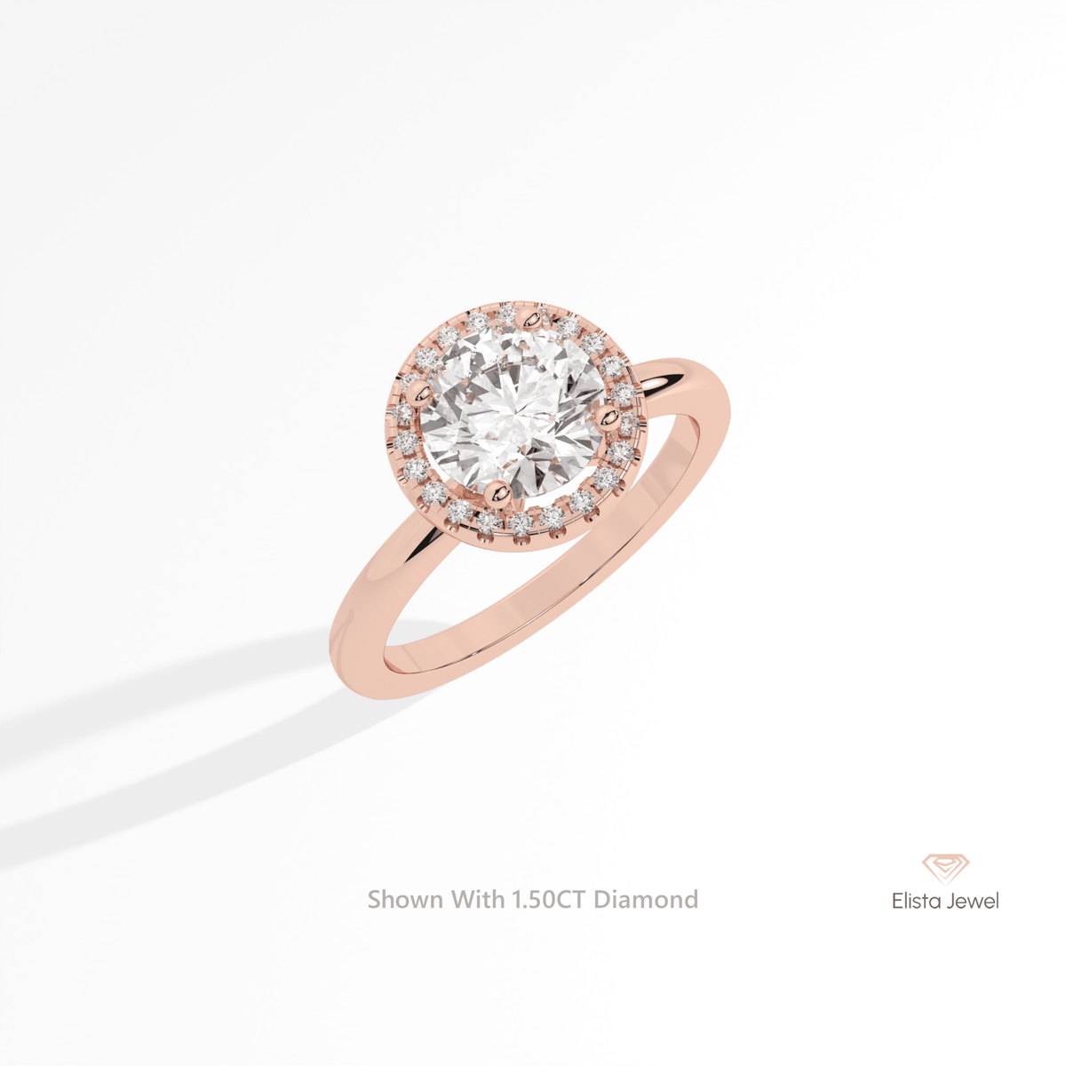 Round Cut Halo Engagement Lab Grown Diamond Ring - Alternative View